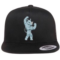 Rhino Bodybuilder Bodybuilding Sports Flat Bill Trucker Hat