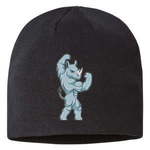 Rhino Bodybuilder Bodybuilding Sports Sustainable Beanie