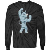 Rhino Bodybuilder Bodybuilding Sports Tie-Dye Long Sleeve Shirt