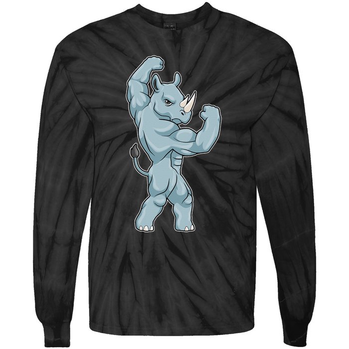 Rhino Bodybuilder Bodybuilding Sports Tie-Dye Long Sleeve Shirt