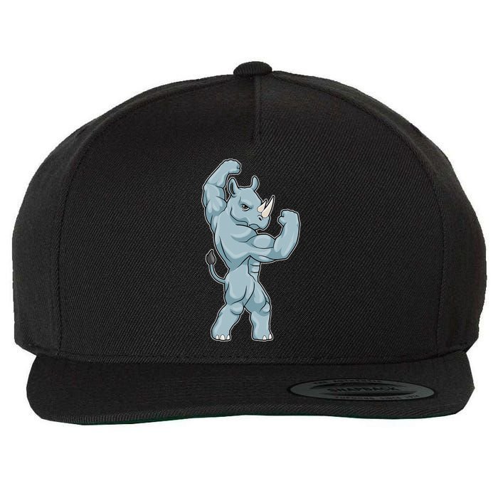 Rhino Bodybuilder Bodybuilding Sports Wool Snapback Cap