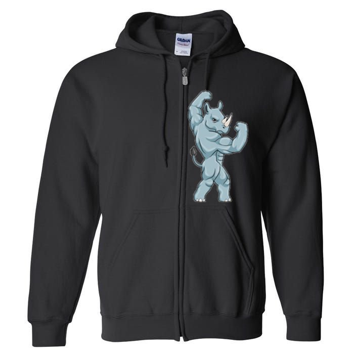 Rhino Bodybuilder Bodybuilding Sports Full Zip Hoodie