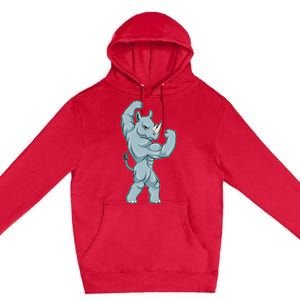 Rhino Bodybuilder Bodybuilding Sports Premium Pullover Hoodie