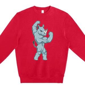 Rhino Bodybuilder Bodybuilding Sports Premium Crewneck Sweatshirt