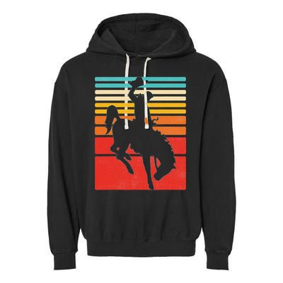 Rodeo Bucking Bronco Horse Retro Style Garment-Dyed Fleece Hoodie