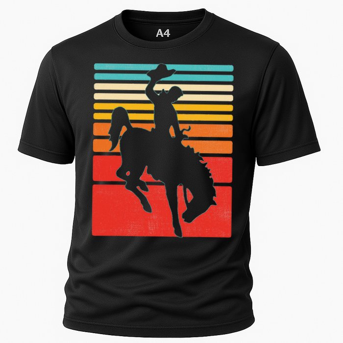 Rodeo Bucking Bronco Horse Retro Style Cooling Performance Crew T-Shirt