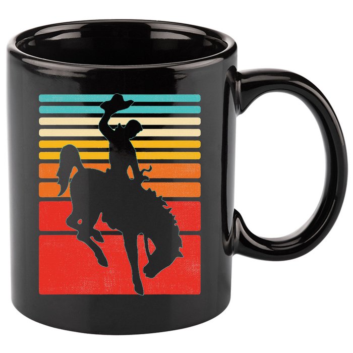 Rodeo Bucking Bronco Horse Retro Style 11oz C Handle Ceramic Mug