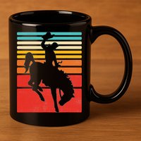 Rodeo Bucking Bronco Horse Retro Style 11oz C Handle Ceramic Mug