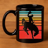 Rodeo Bucking Bronco Horse Retro Style 11oz C Handle Ceramic Mug