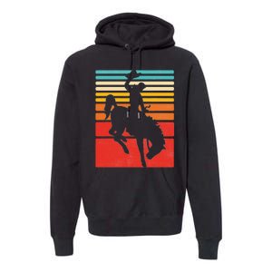 Rodeo Bucking Bronco Horse Retro Style Premium Hoodie