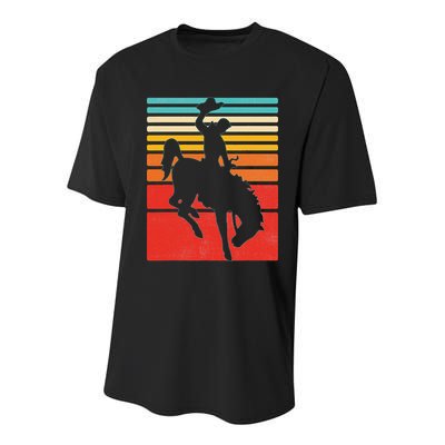 Rodeo Bucking Bronco Horse Retro Style Youth Performance Sprint T-Shirt