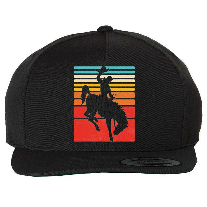 Rodeo Bucking Bronco Horse Retro Style Wool Snapback Cap