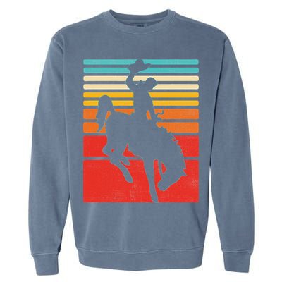 Rodeo Bucking Bronco Horse Retro Style Garment-Dyed Sweatshirt