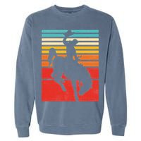 Rodeo Bucking Bronco Horse Retro Style Garment-Dyed Sweatshirt