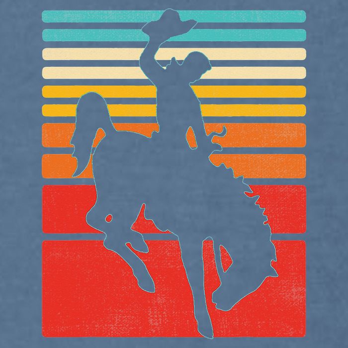 Rodeo Bucking Bronco Horse Retro Style Garment-Dyed Sweatshirt