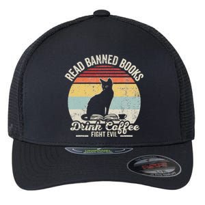 Read Banned Books Drink Coffee Fight Evil Flexfit Unipanel Trucker Cap