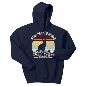 Read Banned Books Drink Coffee Fight Evil Kids Hoodie