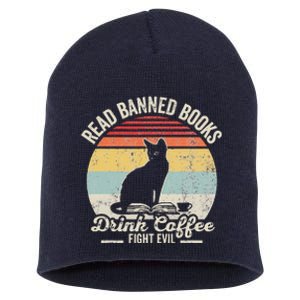 Read Banned Books Drink Coffee Fight Evil Short Acrylic Beanie