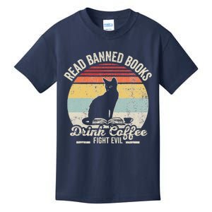 Read Banned Books Drink Coffee Fight Evil Kids T-Shirt