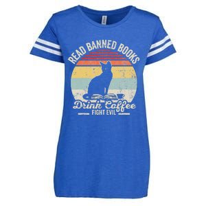 Read Banned Books Drink Coffee Fight Evil Enza Ladies Jersey Football T-Shirt