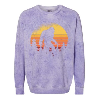 Retro Bigfoot Believer Silhouette Sasquatch Hide And Seek Colorblast Crewneck Sweatshirt