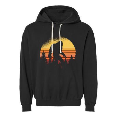 Retro Bigfoot Believer Silhouette Sasquatch Hide And Seek Garment-Dyed Fleece Hoodie