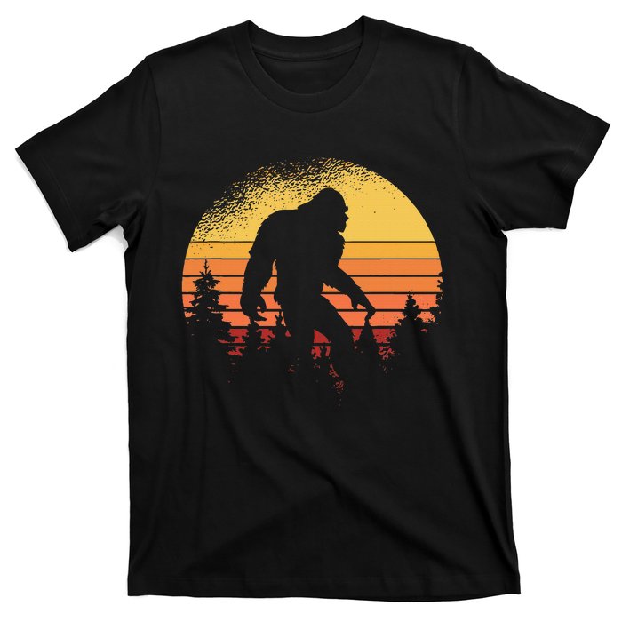 Retro Bigfoot Believer Silhouette Sasquatch Hide And Seek T-Shirt