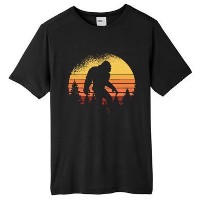 Retro Bigfoot Believer Silhouette Sasquatch Hide And Seek Tall Fusion ChromaSoft Performance T-Shirt