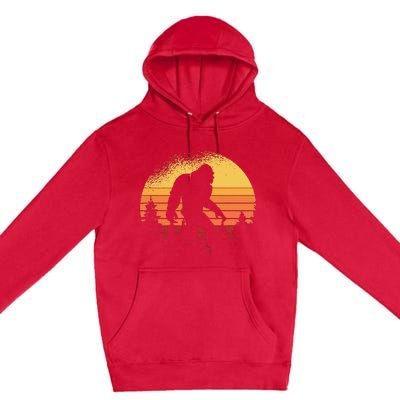 Retro Bigfoot Believer Silhouette Sasquatch Hide And Seek Premium Pullover Hoodie