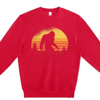 Retro Bigfoot Believer Silhouette Sasquatch Hide And Seek Premium Crewneck Sweatshirt