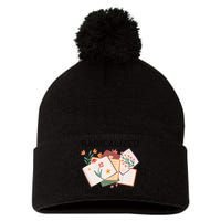 Radicalized By Basic Decency Book Flower Pom Pom 12in Knit Beanie