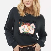 Radicalized By Basic Decency Book Flower Cropped Pullover Crew