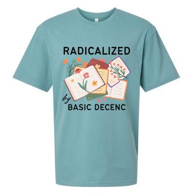 Radicalized By Basic Decency Book Flower Sueded Cloud Jersey T-Shirt
