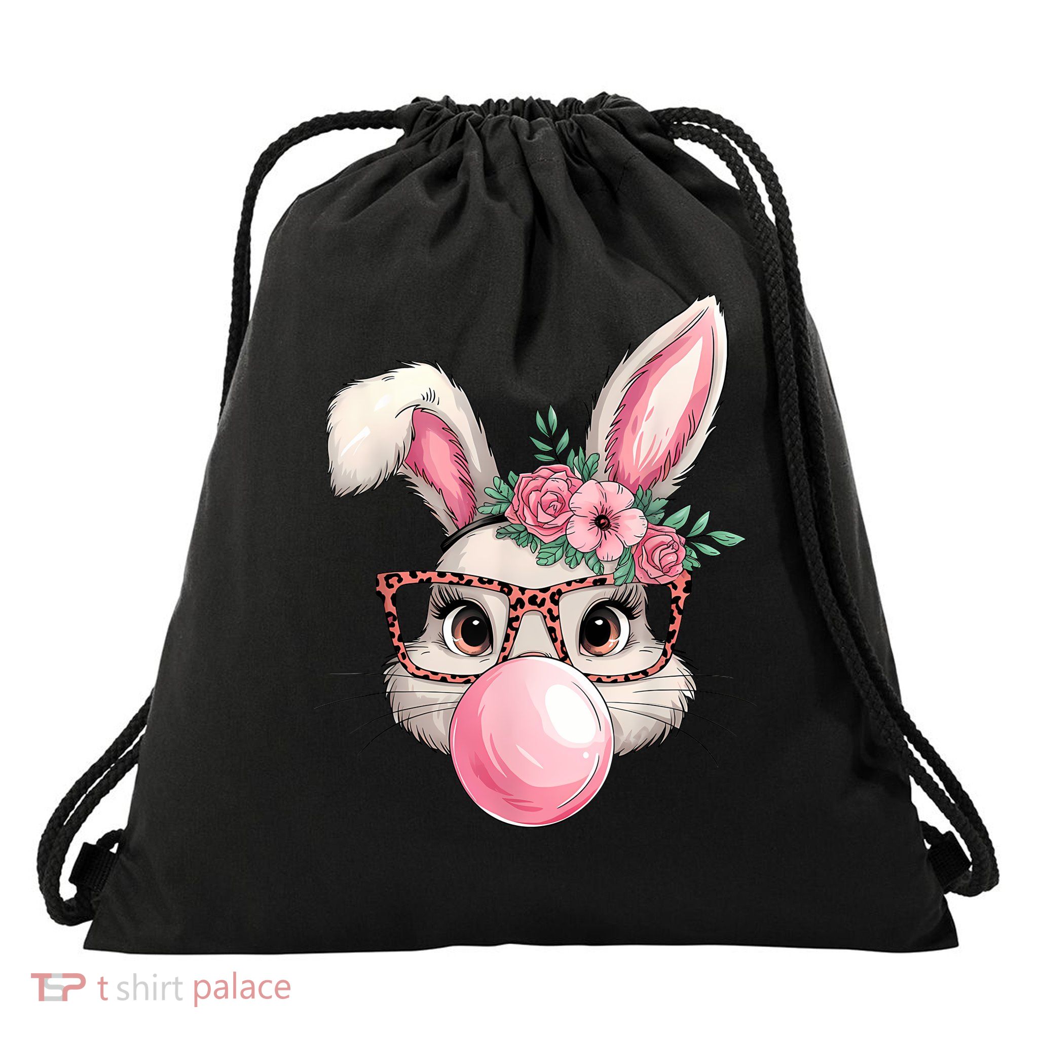Rabbit Bunny Blowing Bubble Easter Day Cute Women Girls Drawstring Bag