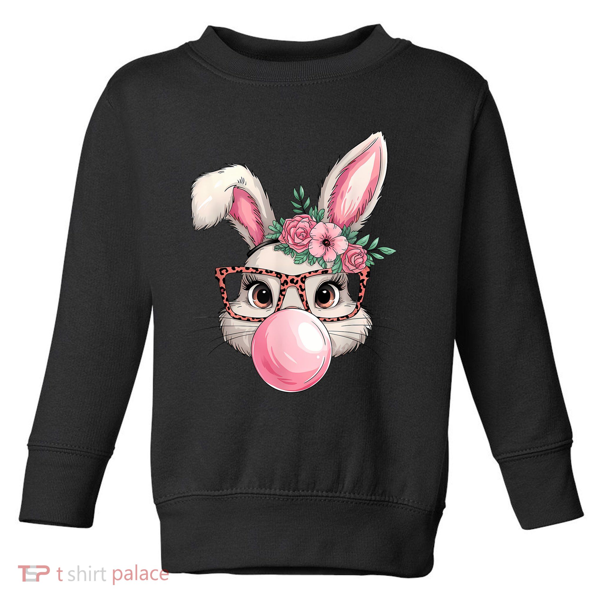 Rabbit Bunny Blowing Bubble Easter Day Cute Women Girls Toddler Sweatshirt