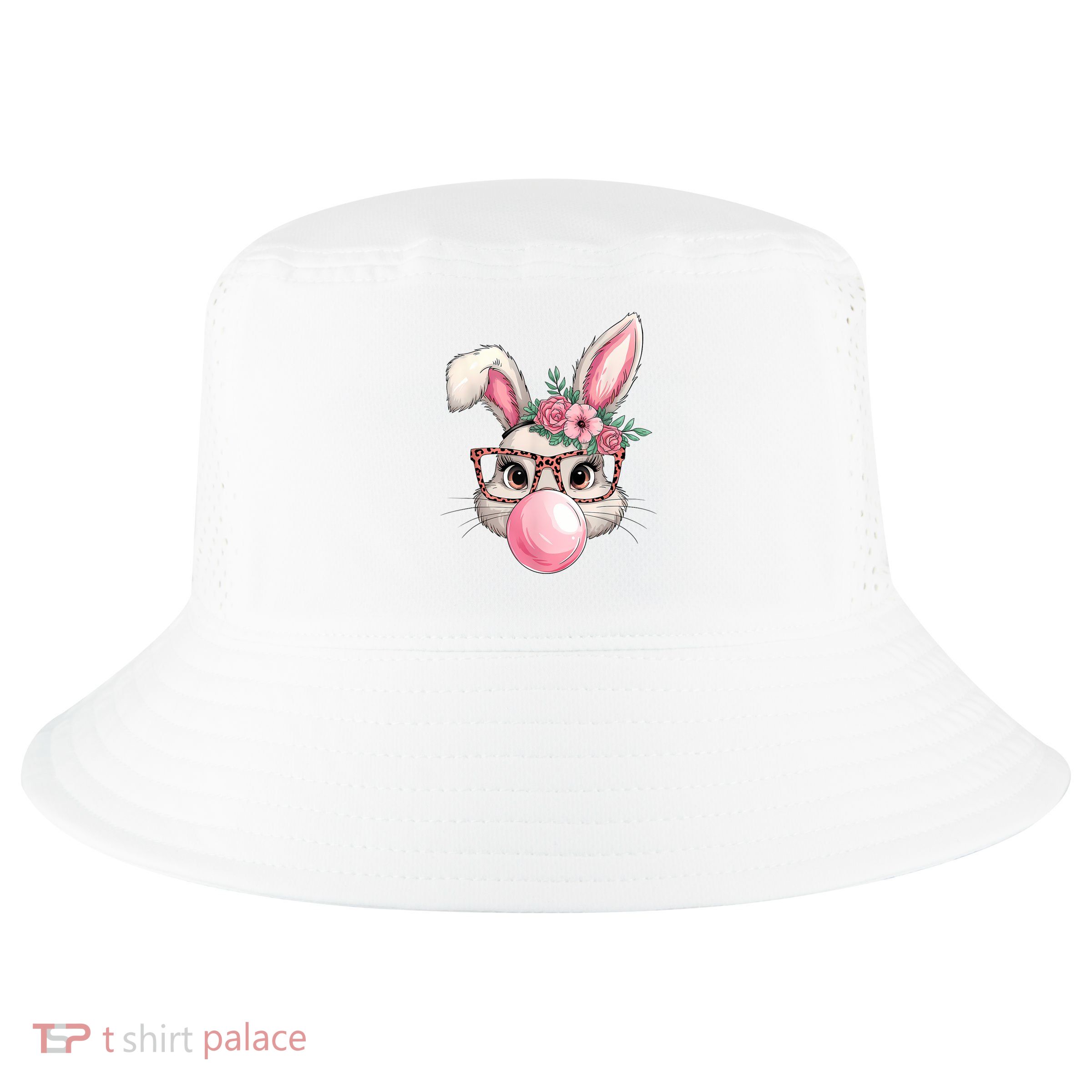 Rabbit Bunny Blowing Bubble Easter Day Cute Women Girls Cool Comfort Performance Bucket Hat
