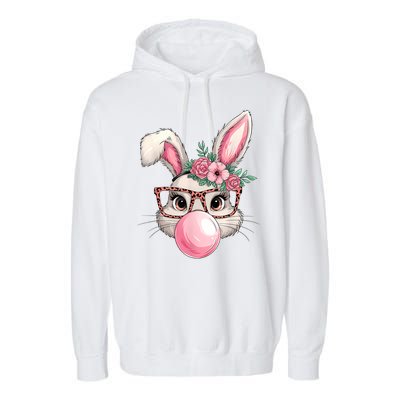 Rabbit Bunny Blowing Bubble Easter Day Cute Women Girls Garment-Dyed Fleece Hoodie
