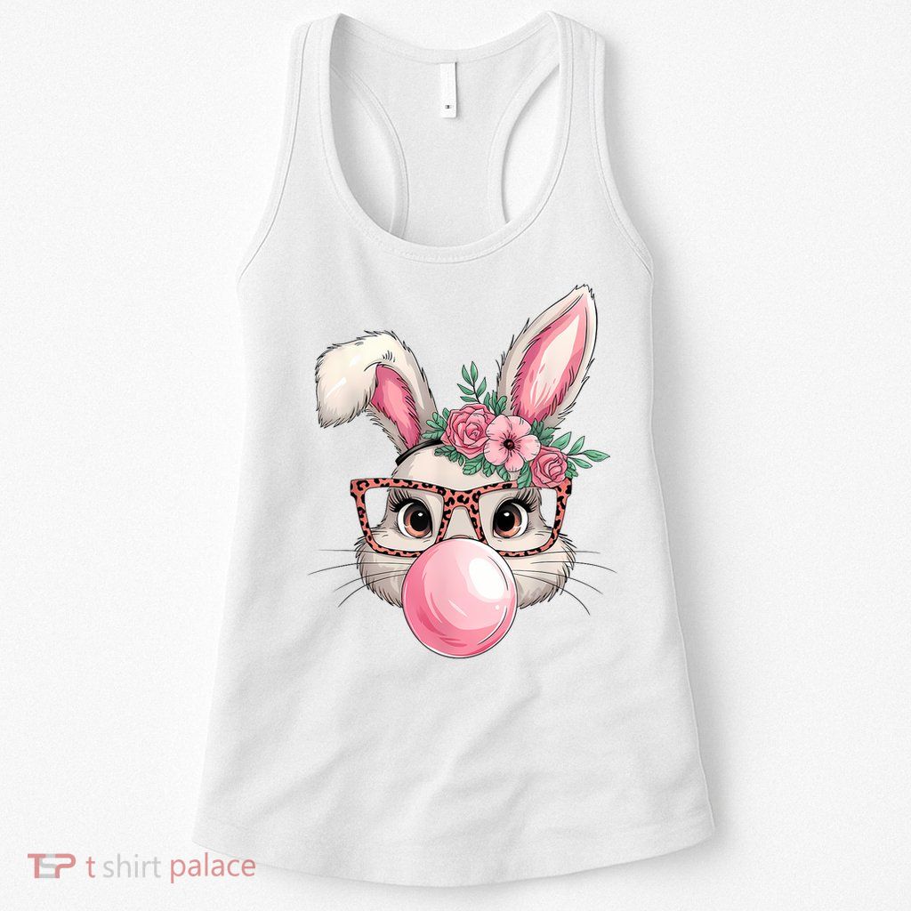 Rabbit Bunny Blowing Bubble Easter Day Cute Women Girls Womens Tank Top