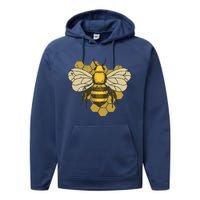 Retro Beekeeper Beekeeping Bumblebee Vintage Save The Bees Performance Fleece Hoodie