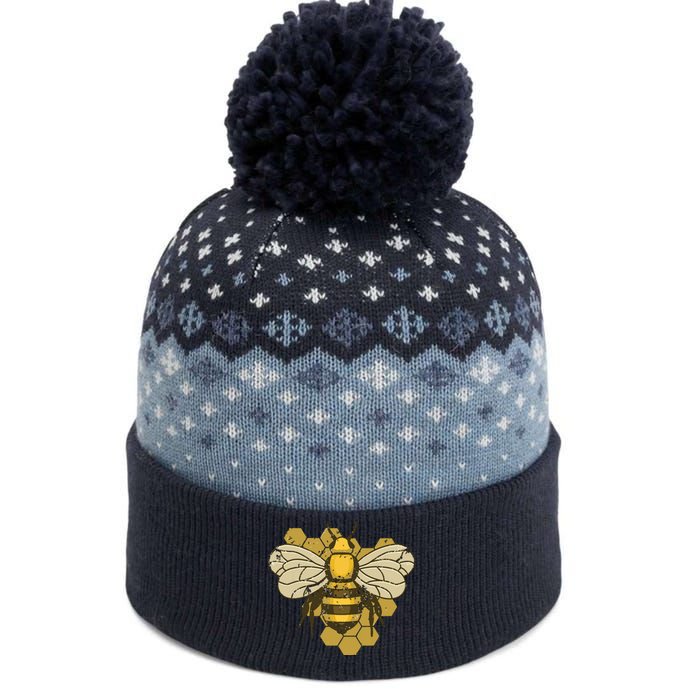 Retro Beekeeper Beekeeping Bumblebee Vintage Save The Bees The Baniff Cuffed Pom Beanie