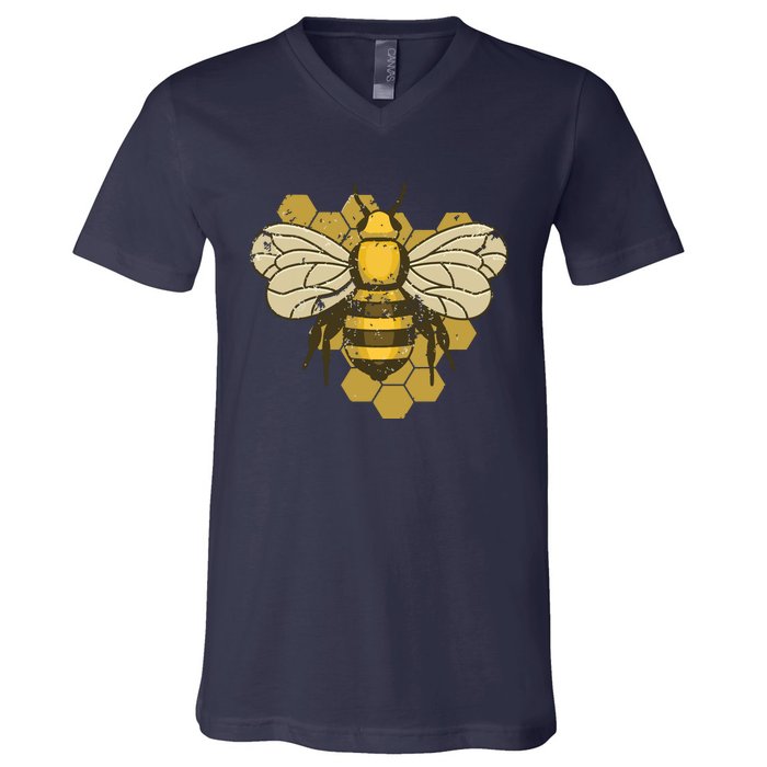 Retro Beekeeper Beekeeping Bumblebee Vintage Save The Bees V-Neck T-Shirt