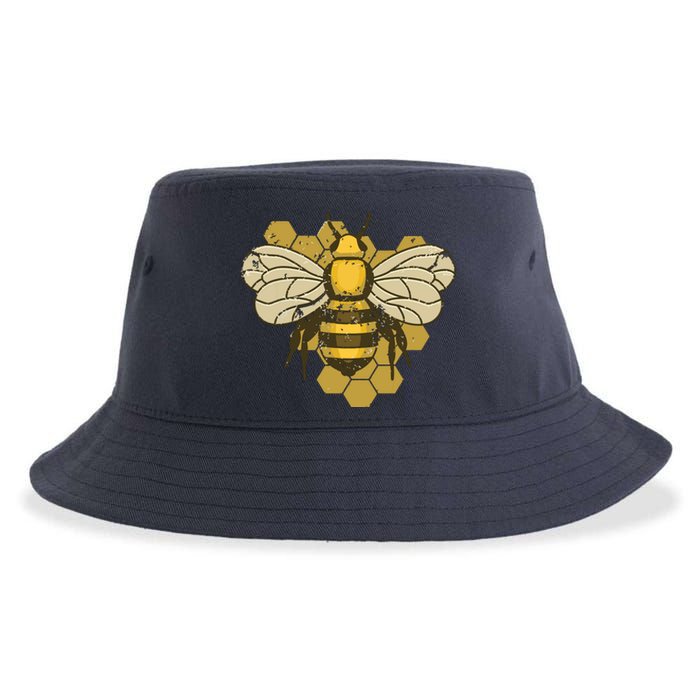 Retro Beekeeper Beekeeping Bumblebee Vintage Save The Bees Sustainable Bucket Hat