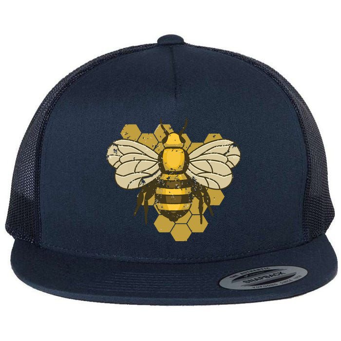 Retro Beekeeper Beekeeping Bumblebee Vintage Save The Bees Flat Bill Trucker Hat