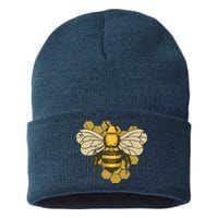 Retro Beekeeper Beekeeping Bumblebee Vintage Save The Bees Sustainable Knit Beanie