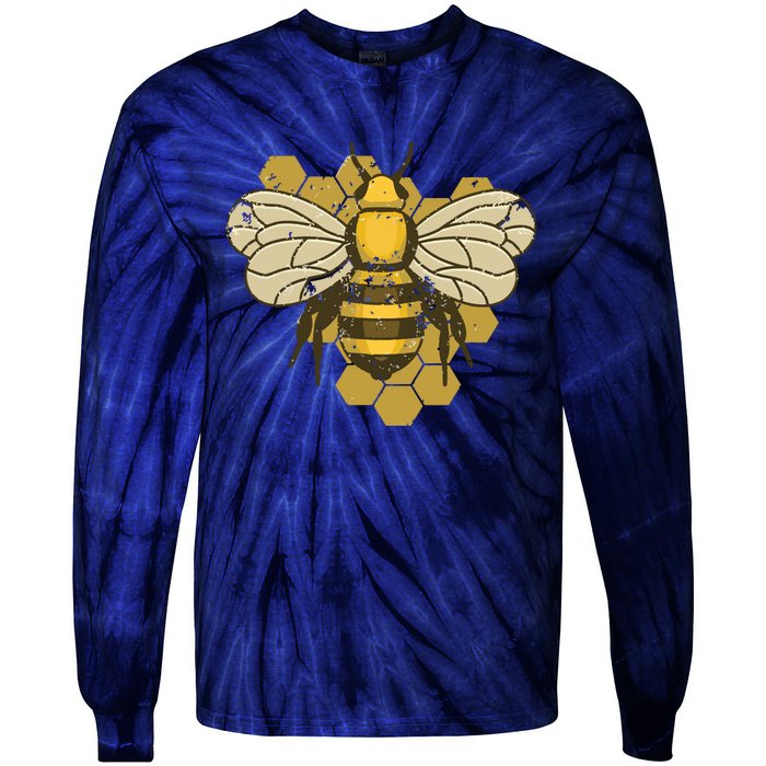 Retro Beekeeper Beekeeping Bumblebee Vintage Save The Bees Tie-Dye Long Sleeve Shirt