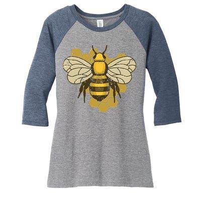 Retro Beekeeper Beekeeping Bumblebee Vintage Save The Bees Women's Tri-Blend 3/4-Sleeve Raglan Shirt