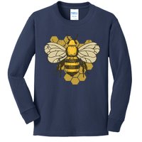 Retro Beekeeper Beekeeping Bumblebee Vintage Save The Bees Kids Long Sleeve Shirt