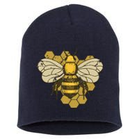 Retro Beekeeper Beekeeping Bumblebee Vintage Save The Bees Short Acrylic Beanie