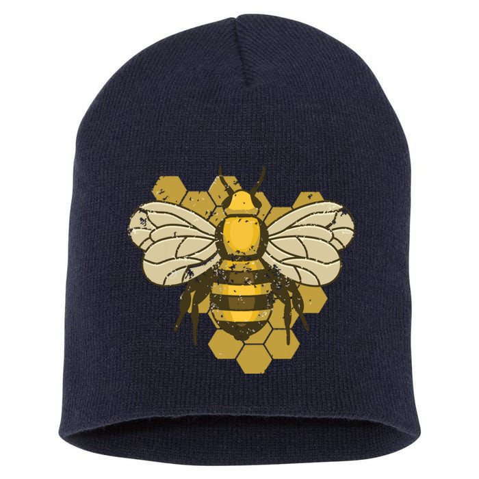 Retro Beekeeper Beekeeping Bumblebee Vintage Save The Bees Short Acrylic Beanie