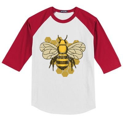 Retro Beekeeper Beekeeping Bumblebee Vintage Save The Bees Kids Colorblock Raglan Jersey